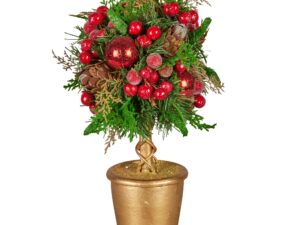 Christabelle 36cm Christmas Tabletop Topiary Tree Pre-Decorated Berries, Baubles