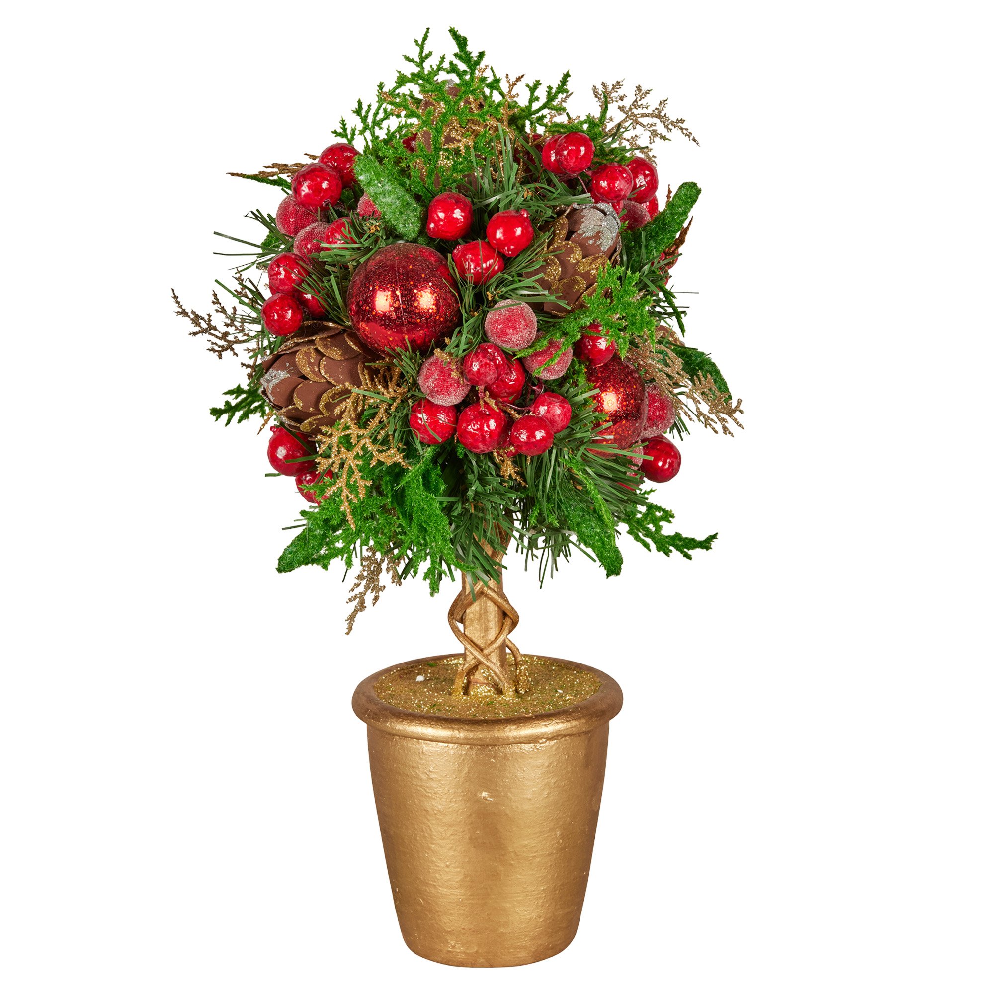 Christabelle 36cm Christmas Tabletop Topiary Tree Pre-Decorated Berries, Baubles