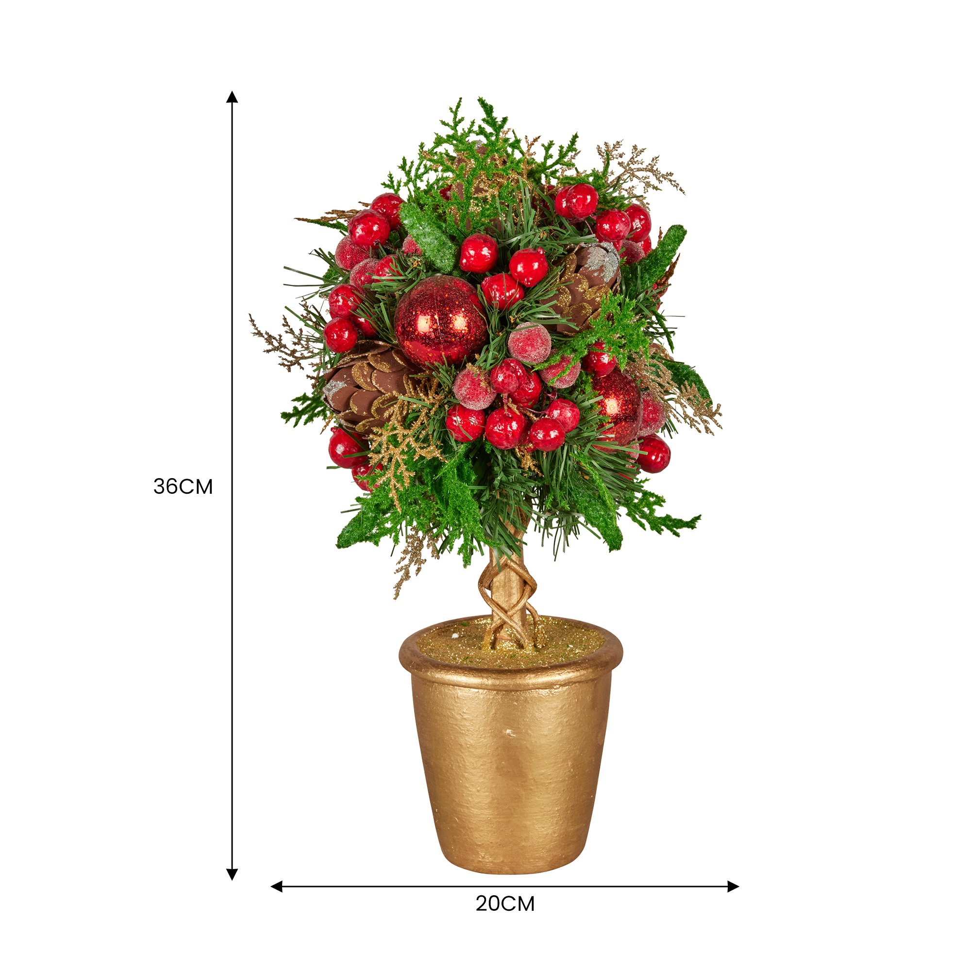 Christabelle 36cm Christmas Tabletop Topiary Tree Pre-Decorated Berries, Baubles