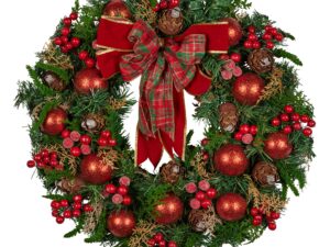 Christabelle Stunning 71cm Christmas Wreath Lush Red Baubles Berries Pine Cones