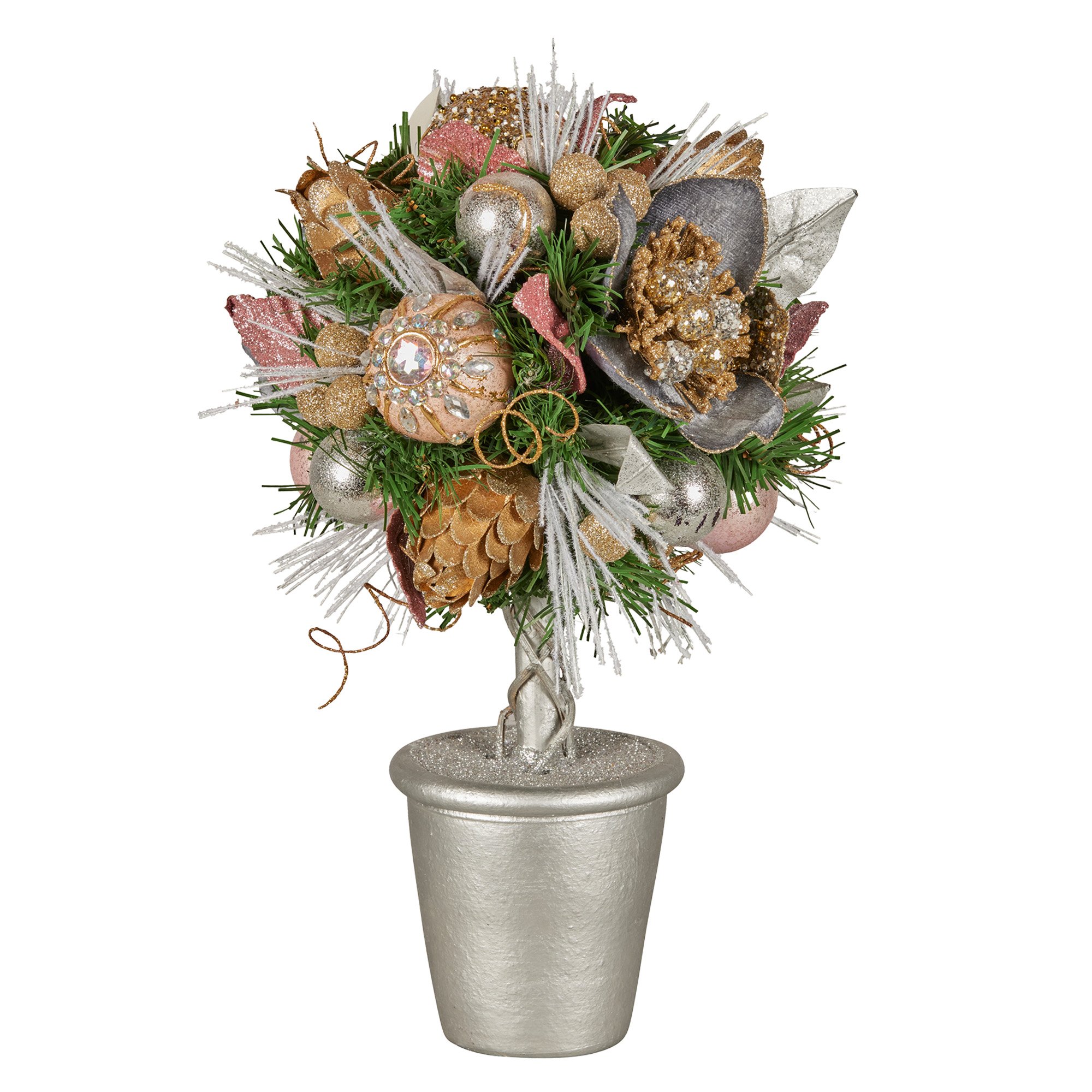 Christabelle 36cm Christmas Tabletop Topiary Tree Jewelled Baubles, Berries