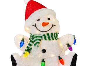 Christabelle Sitting Christmas Snowman Display with Lights - 40cm