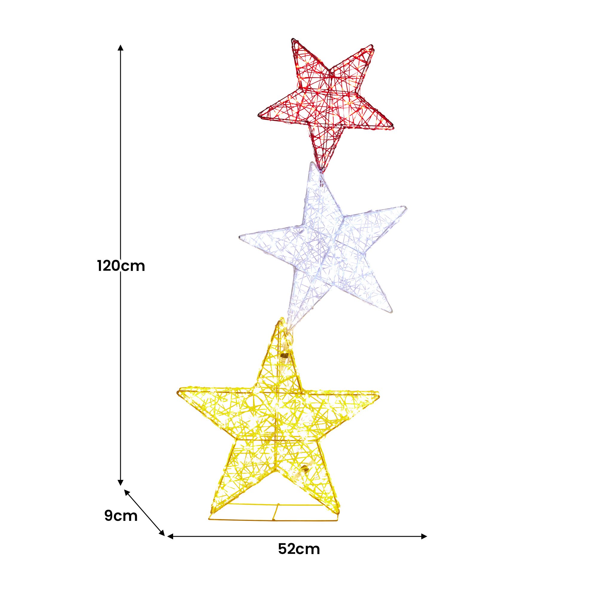 Christabelle 120cm Triple Star Christmas Display with Lights