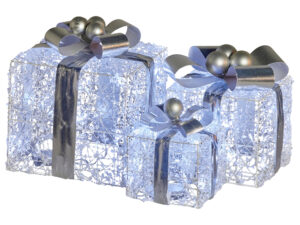 Christabelle Swishmas 3pc Christmas Gift Boxes w/ Lights w/ Jewelled Wire &