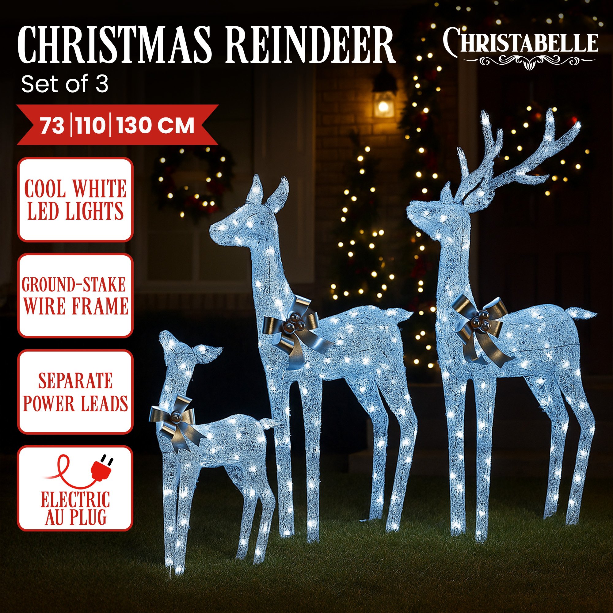 Christabelle Christmas Reindeer Display Set 3 Indoor & Outdoor Decorations