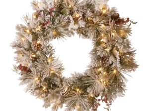 Christabelle 61cm Snowy Christmas Wreath Bedford w/ LED Lights Front Door