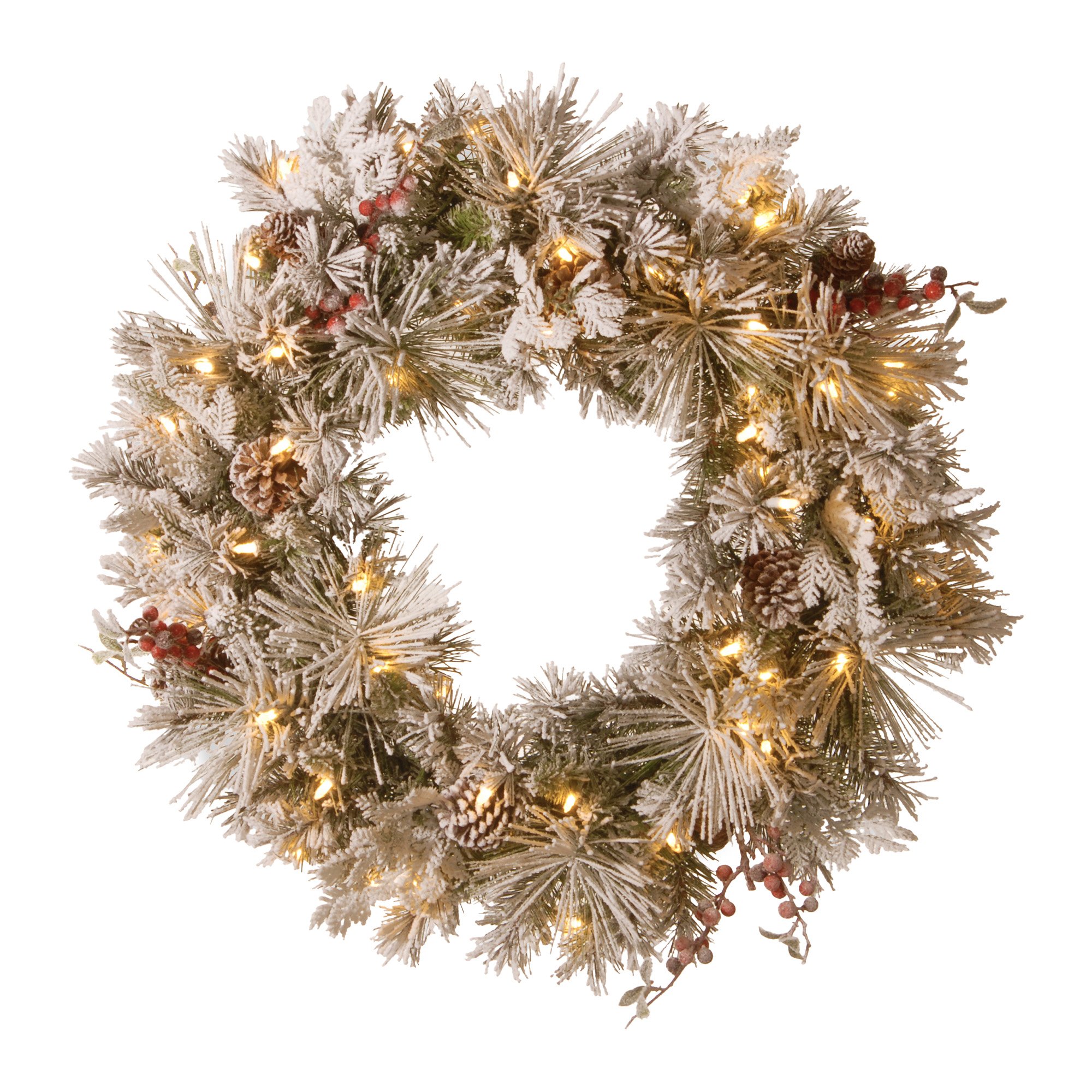 Christabelle 61cm Snowy Christmas Wreath Bedford w/ LED Lights Front Door
