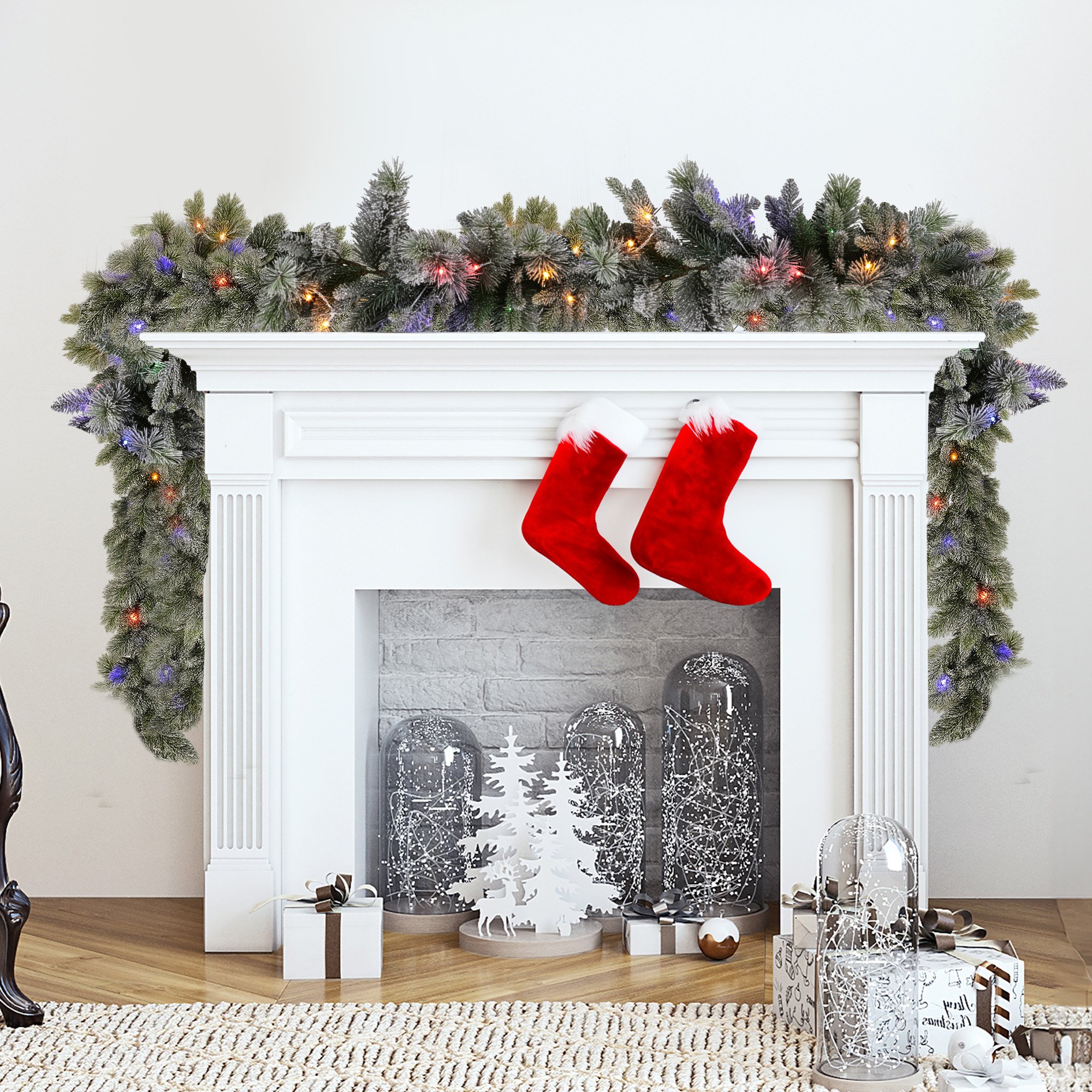 Christabelle 2.7m Christmas Garland Snowy w/ LED Lights Stamford Spruce Tree