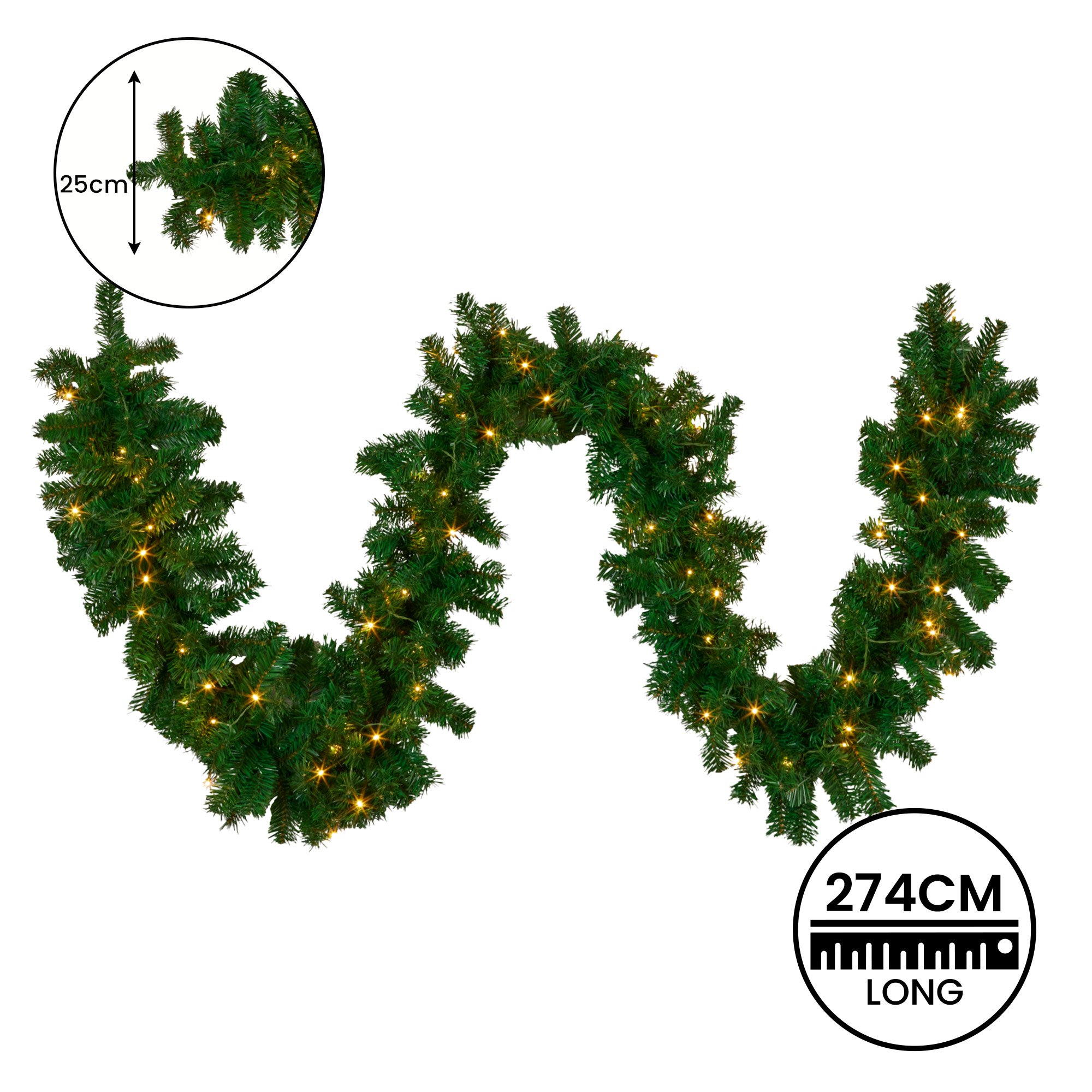 Christabelle 2.7m Christmas Garland w/ LED Lights Chadwick Tree Decoration