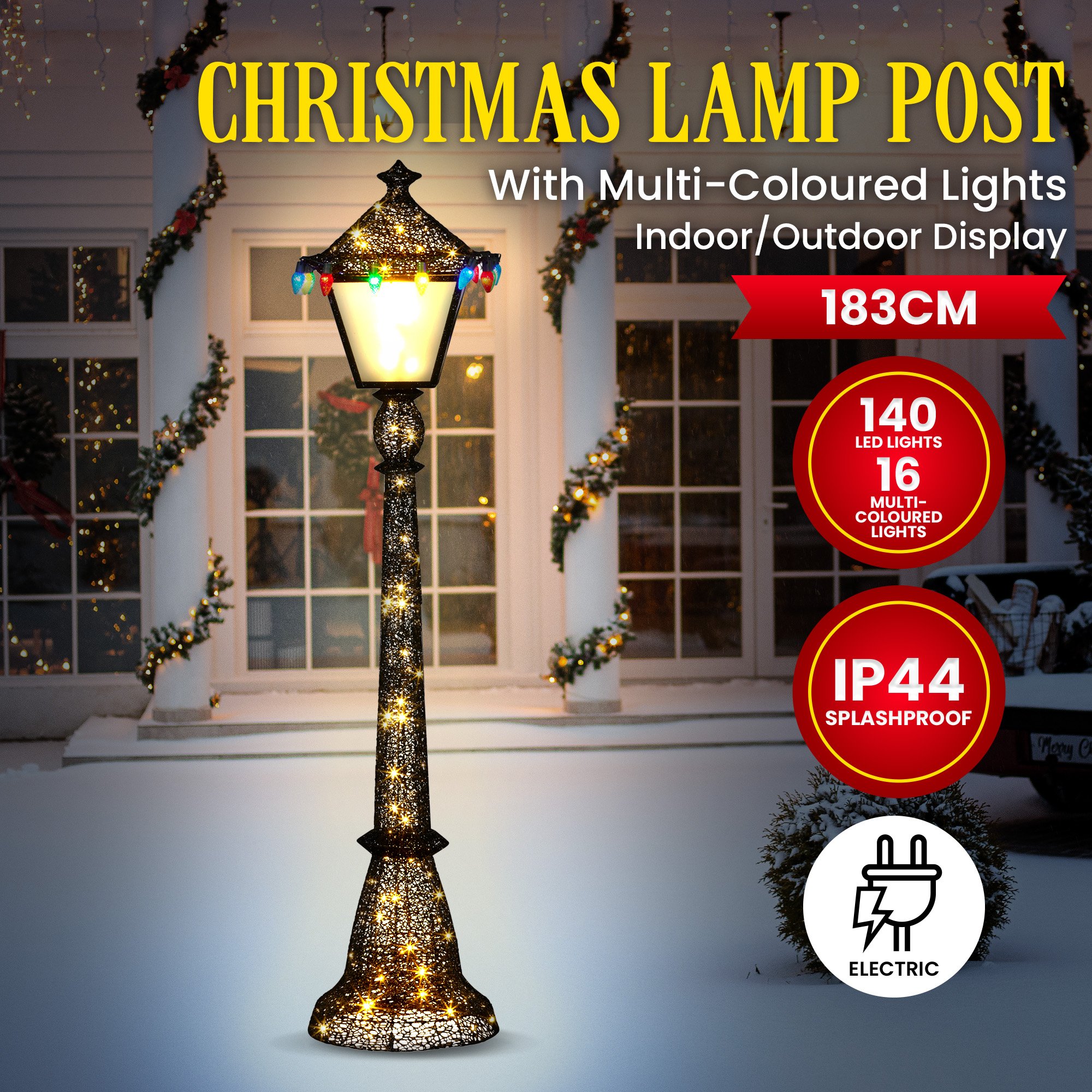 Christabelle Christmas Lamp Post Display 183cm With Lights