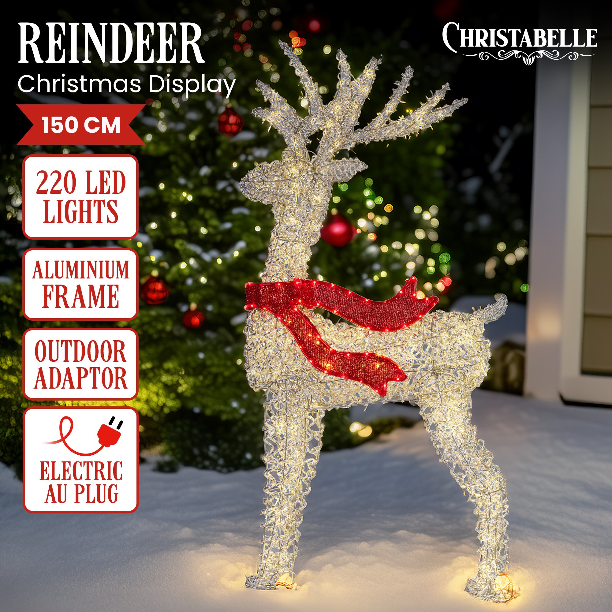 Christabelle Large 1.5m Christmas Reindeer Outdoor Indoor Light-Up Display