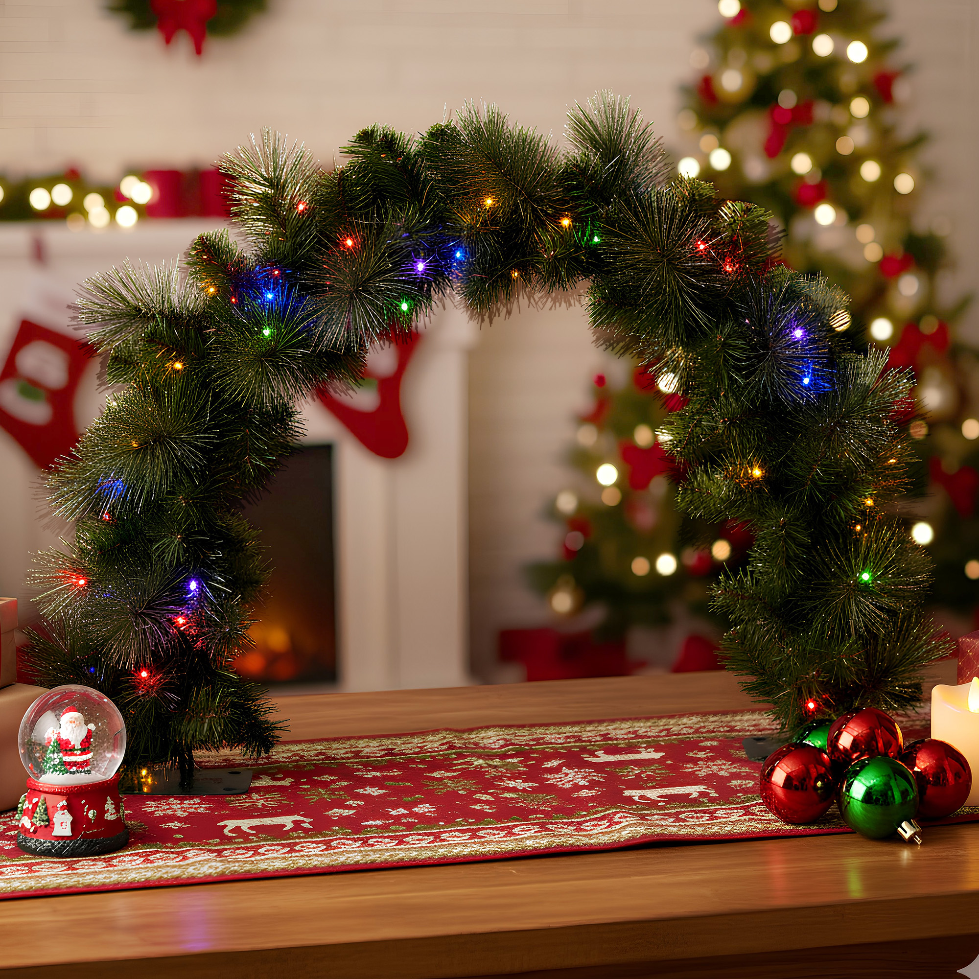 Christabelle 60cm Tabletop Christmas Archway Garland w/ LED Lights Gold Mantle