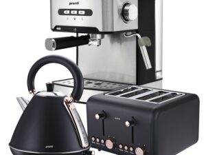 Pronti Toaster, Kettle & Coffee Machine Breakfast Set - Black