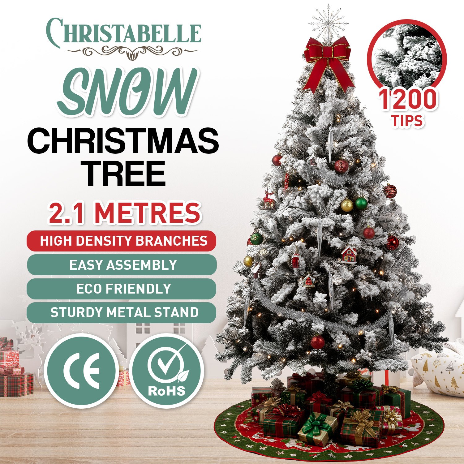 Christabelle Snow-Tipped Artificial Christmas Tree 2.1m 1200 Tips