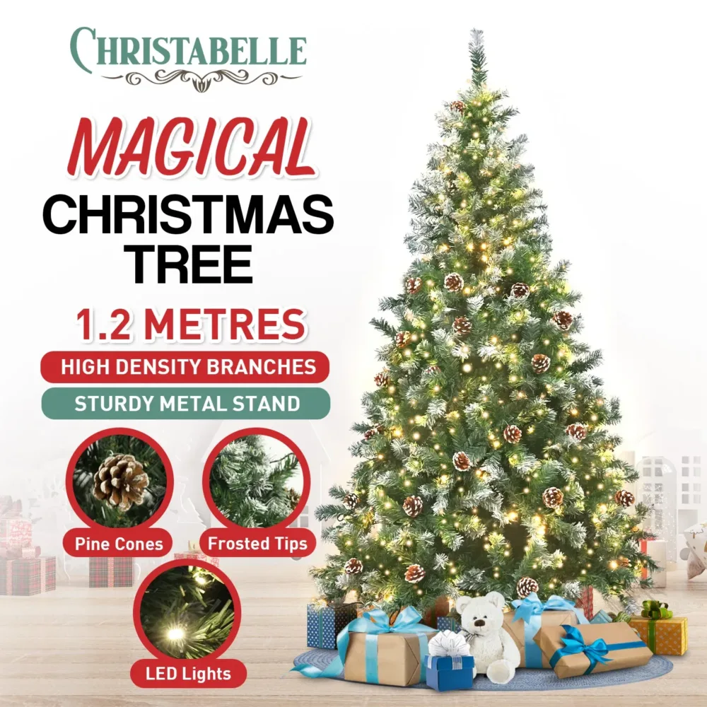 Christabelle 1.2m Pre-Lit LED Artificial Christmas Tree w/ Snow Tipped Needles