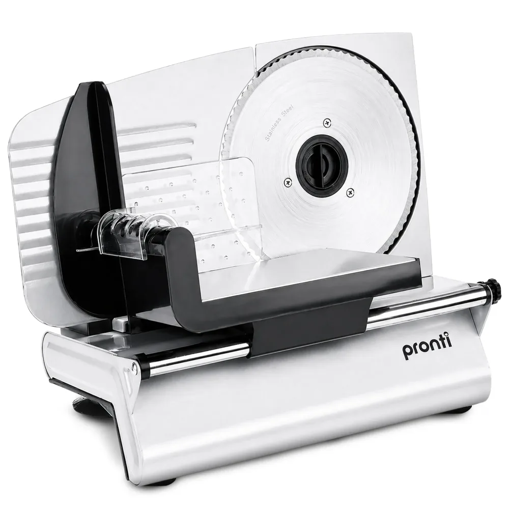 Pronti White Electric Food Slicer 200W w/ Adjustable Thickness 1 to 15mm
