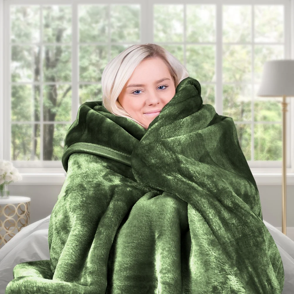 Laura Hill 600gsm Faux Mink Blanket Queen Size Double-sided Throw Rug Large