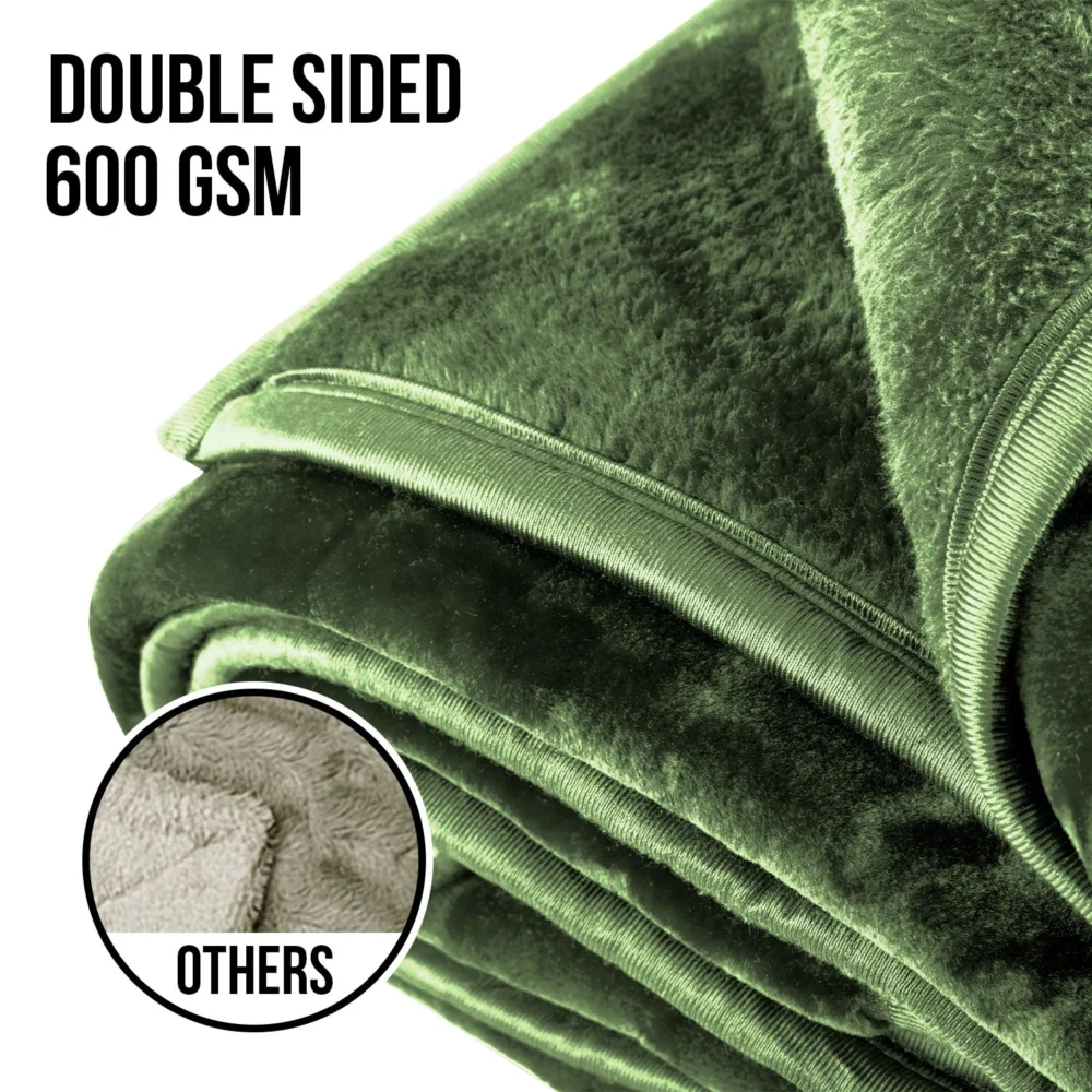 Laura Hill 600gsm Faux Mink Blanket Queen Size Double-sided Throw Rug Large