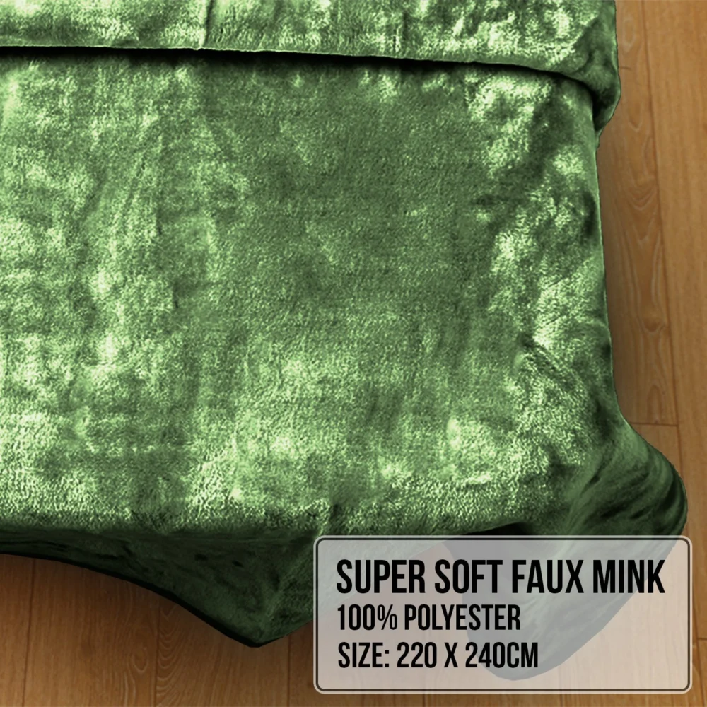 Laura Hill 600gsm Faux Mink Blanket Queen Size Double-sided Throw Rug Large