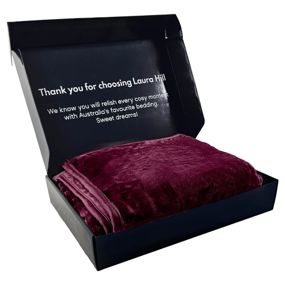 Laura Hill Mink Blanket Throw Purple Double Sided Queen Size Soft Plush Bed Faux