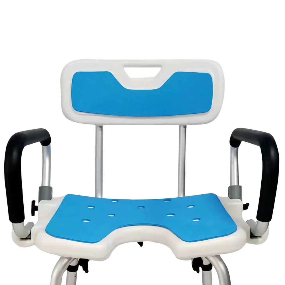 Orthonica Height Adjustable Shower Chair w/ Armrests, Non-Slip Bath Seat Bench