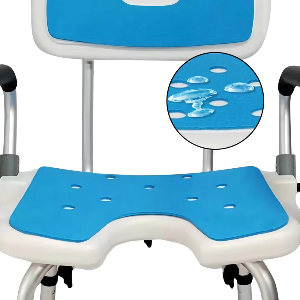 Orthonica Height Adjustable Shower Chair w/ Armrests, Non-Slip Bath Seat Bench