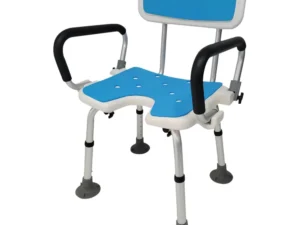 Orthonica Height Adjustable Shower Chair w/ Armrests, Non-Slip Bath Seat Bench