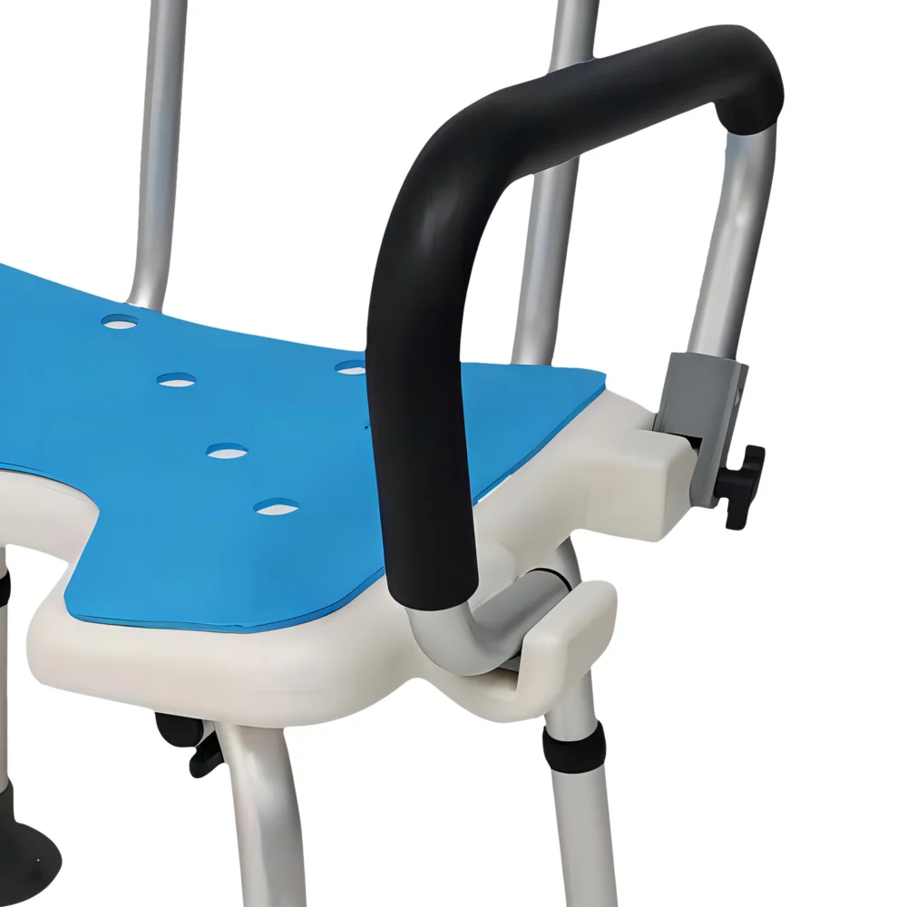 Orthonica Height Adjustable Shower Chair w/ Armrests, Non-Slip Bath Seat Bench