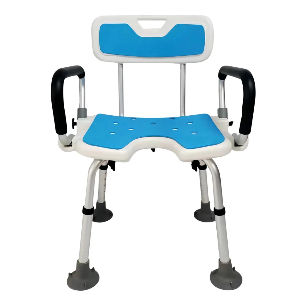 Orthonica Height Adjustable Shower Chair w/ Armrests, Non-Slip Bath Seat Bench