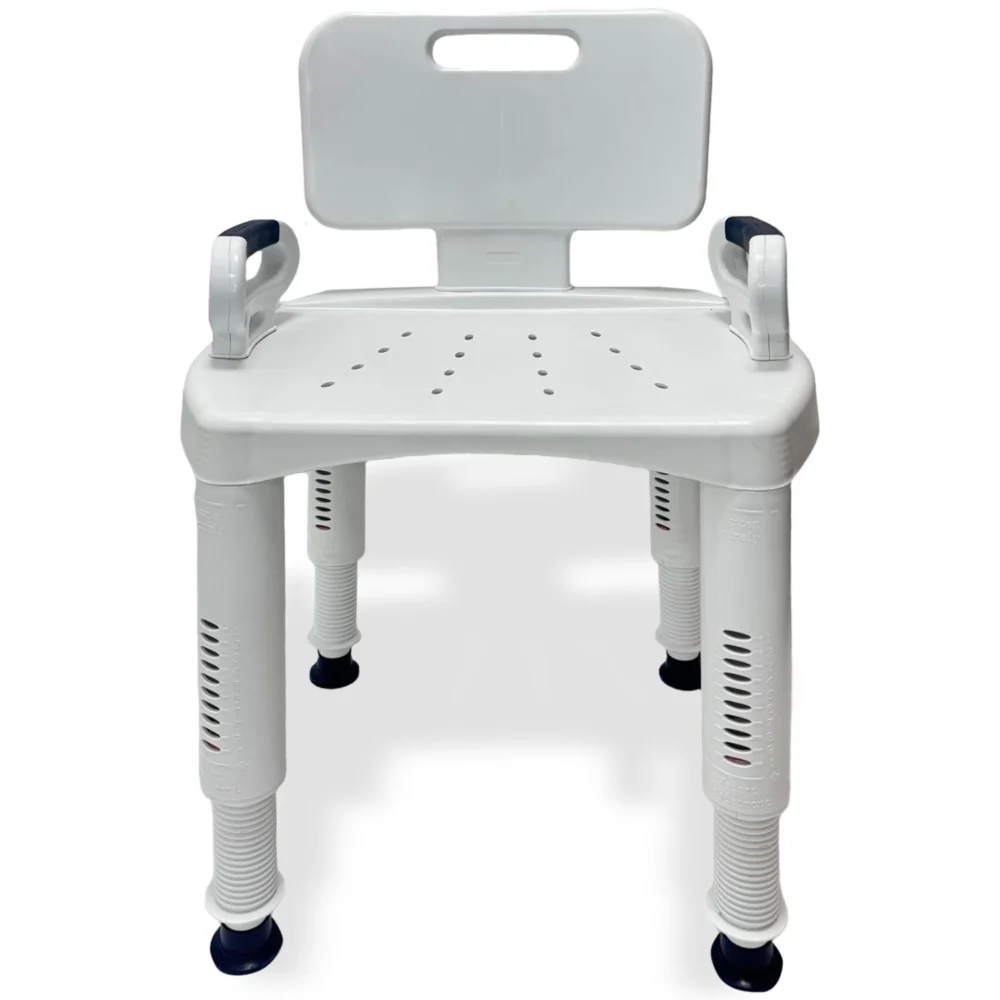 Orthonica Adjustable Shower Chair w/ Armrests Non-Slip Bath Seat Stool for