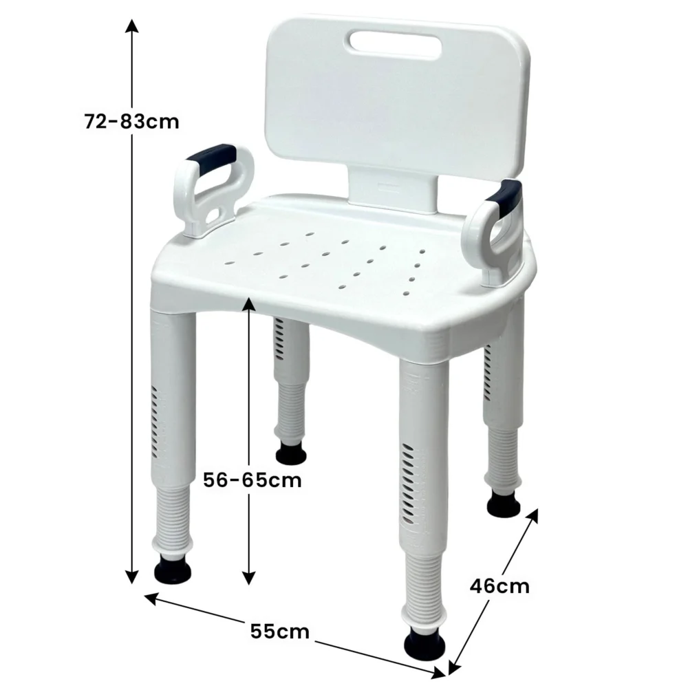 Orthonica Adjustable Shower Chair w/ Armrests Non-Slip Bath Seat Stool for