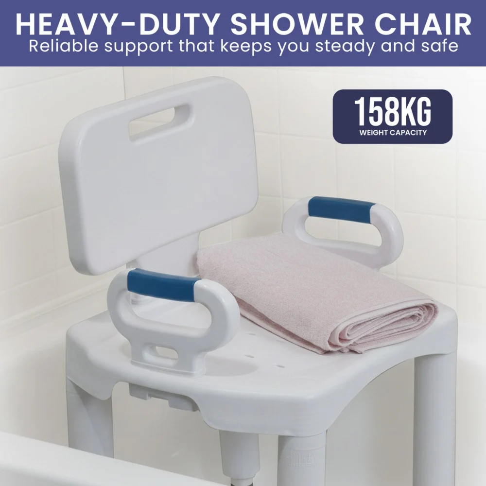 Orthonica Adjustable Shower Chair w/ Armrests Non-Slip Bath Seat Stool for
