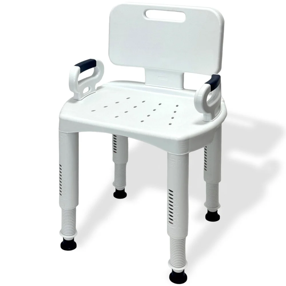 Orthonica Adjustable Shower Chair w/ Armrests Non-Slip Bath Seat Stool for