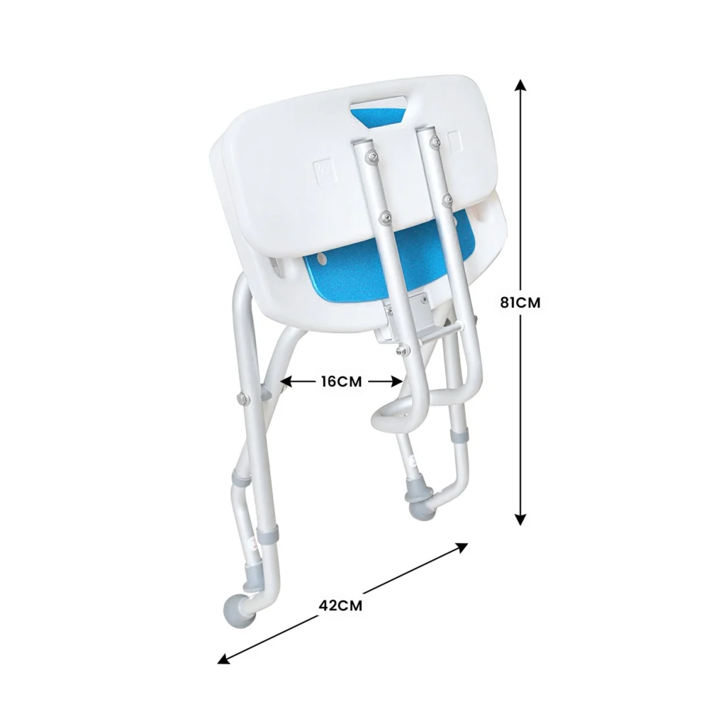 Orthonica Compact & Foldable Commode Shower Chair w/Height Adjustable Aluminium