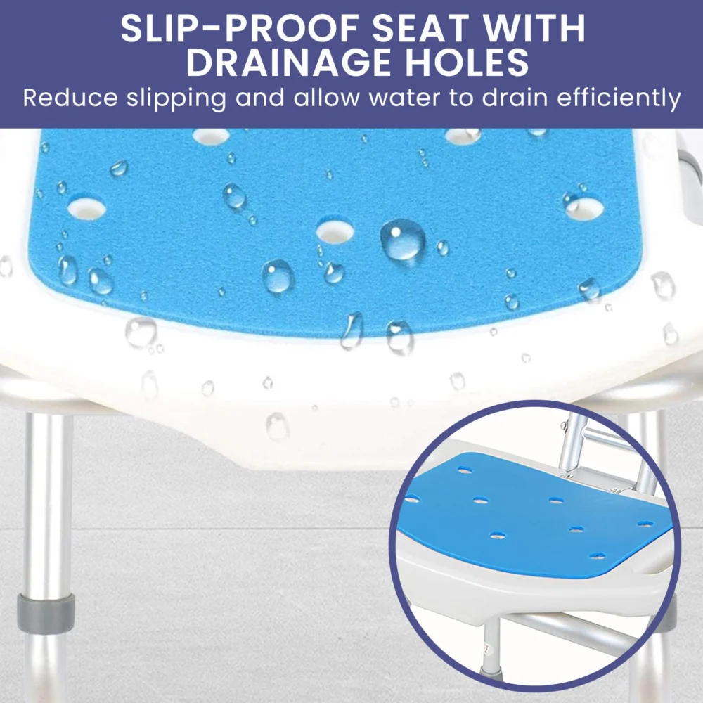 Orthonica Compact & Foldable Commode Shower Chair w/Height Adjustable Aluminium