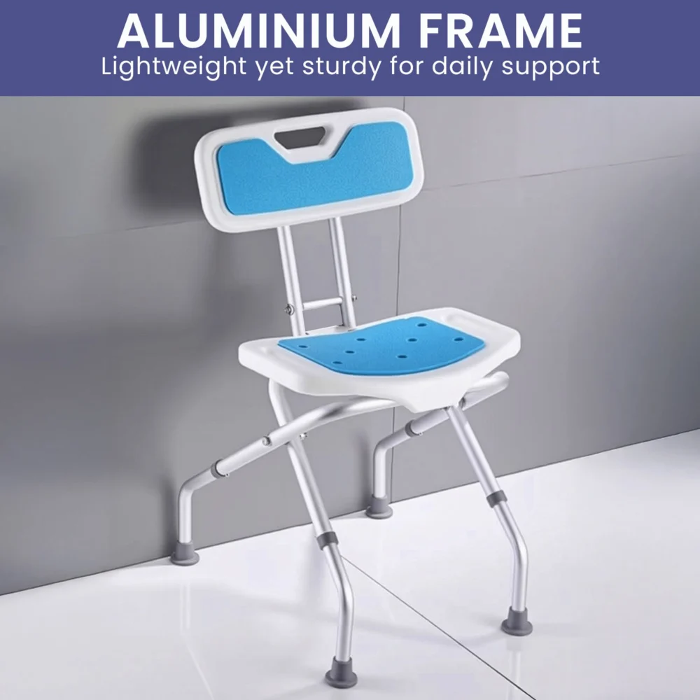 Orthonica Compact & Foldable Commode Shower Chair w/Height Adjustable Aluminium