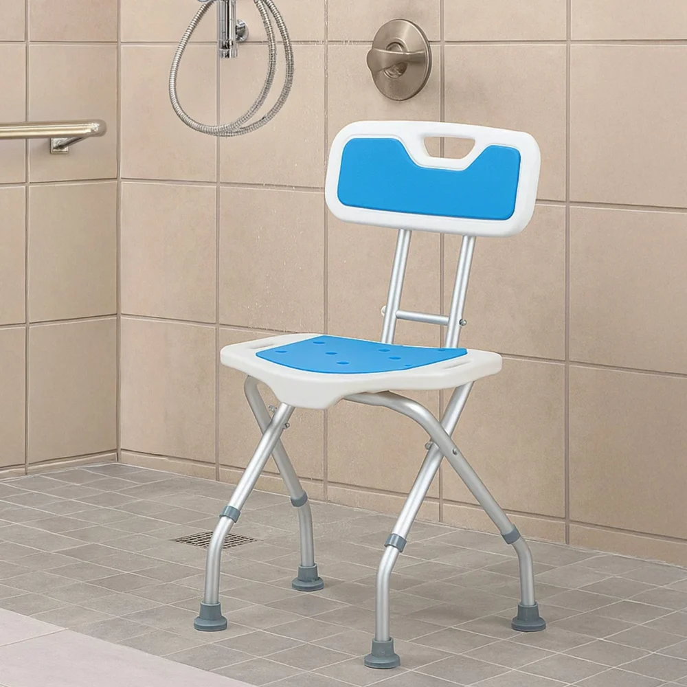 Orthonica Compact & Foldable Commode Shower Chair w/Height Adjustable Aluminium