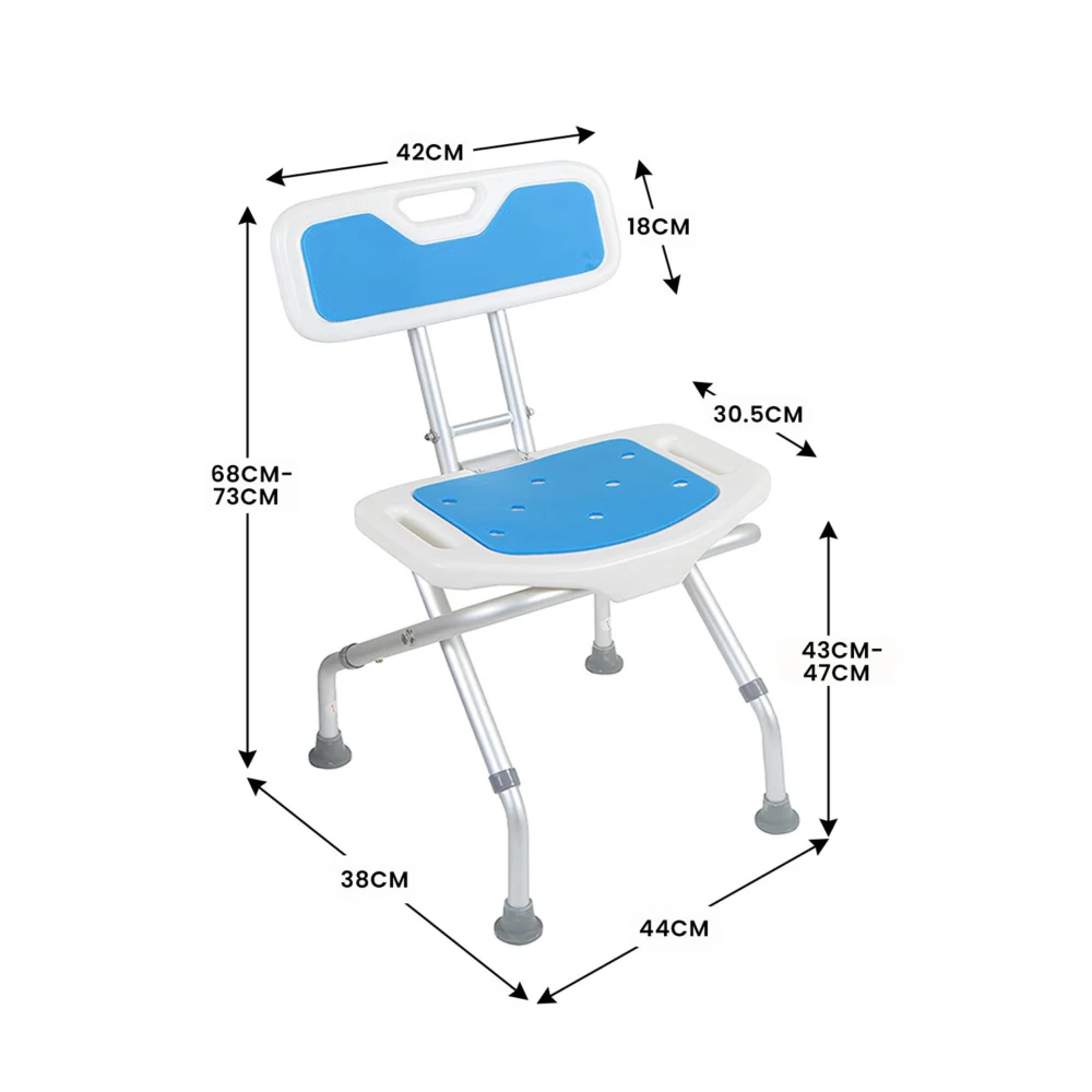 Orthonica Compact & Foldable Commode Shower Chair w/Height Adjustable Aluminium