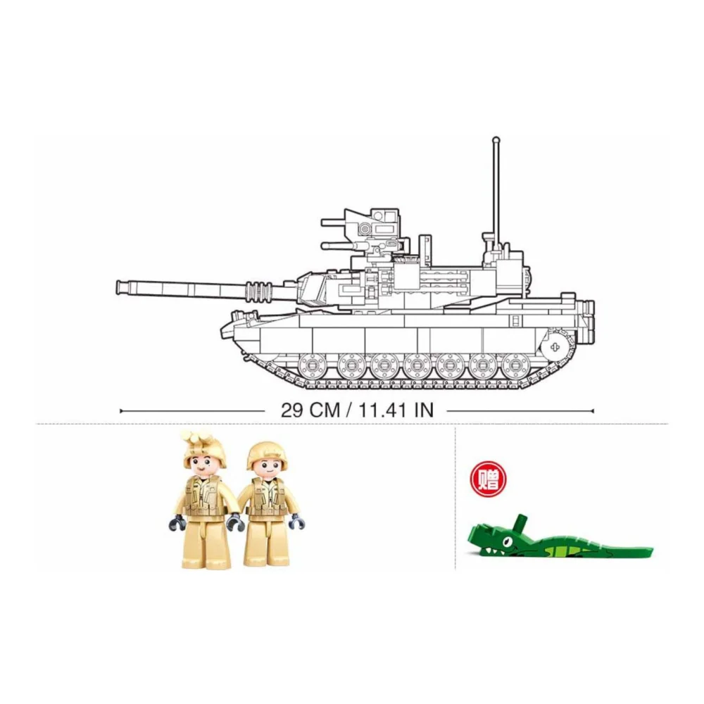 Sluban B0892 Model Kit M1A2 Abrams Main Battle Tank US Army Desert Armor Vehicle