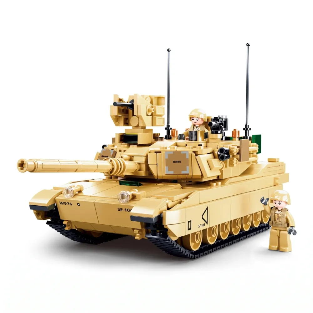 Sluban B0892 Model Kit M1A2 Abrams Main Battle Tank US Army Desert Armor Vehicle