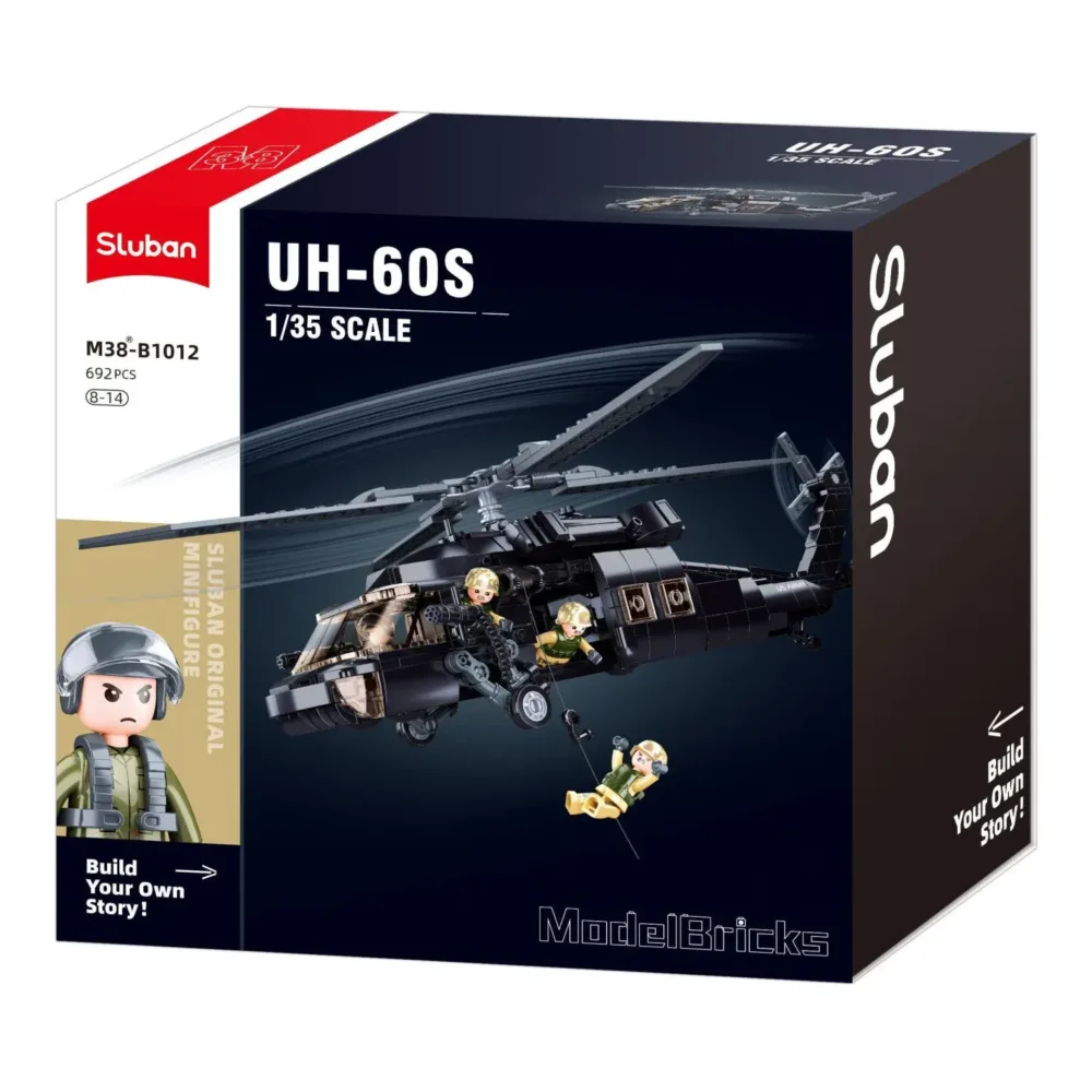 Sluban B1012 Model Kit UH60 Black Hawk Medical Rescue Helicopter US Army MEDEVAC