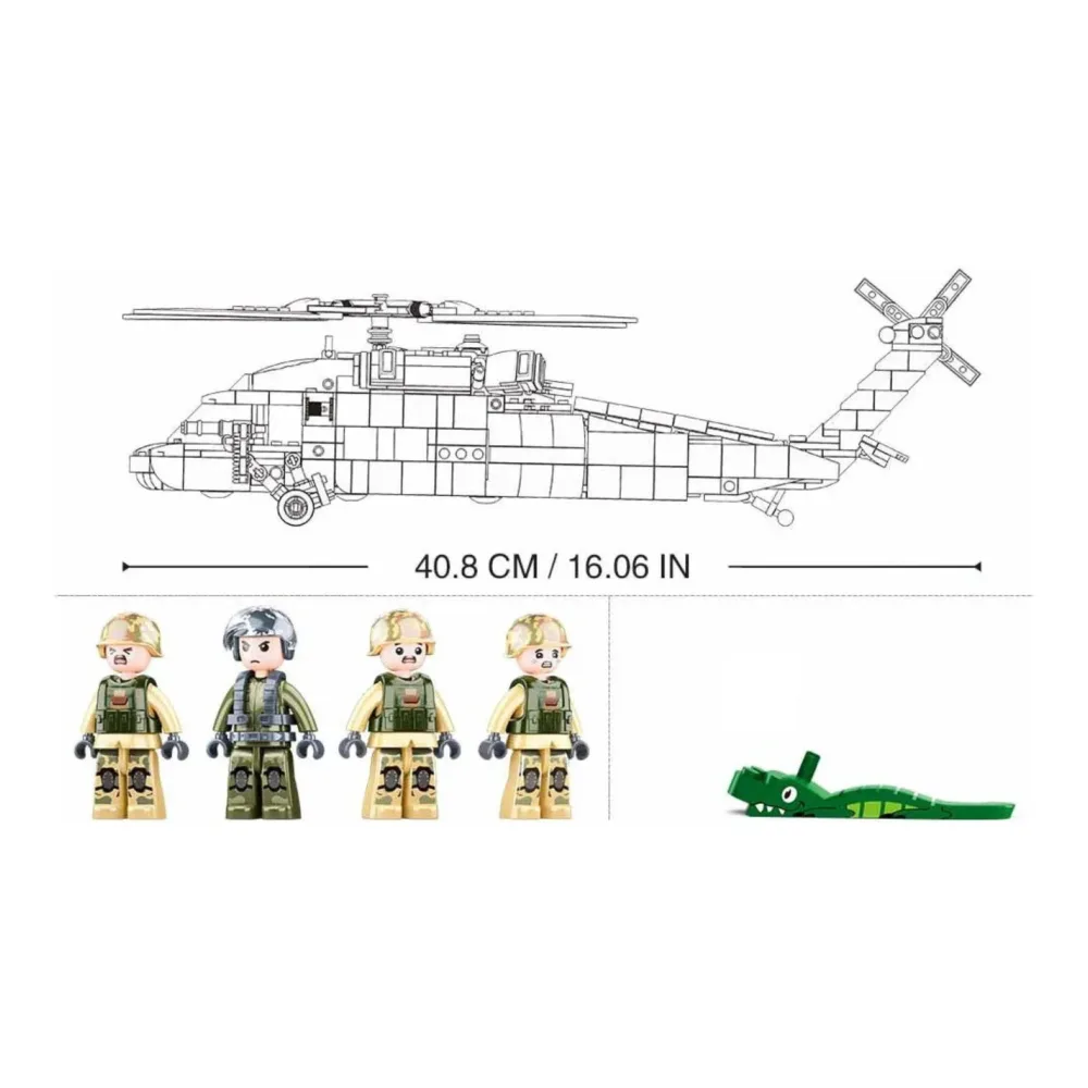 Sluban B1012 Model Kit UH60 Black Hawk Medical Rescue Helicopter US Army MEDEVAC