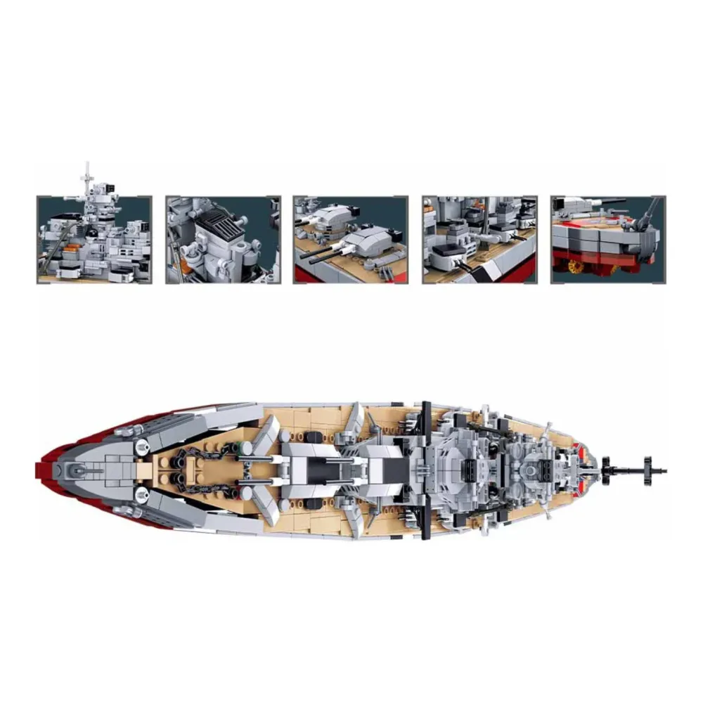 Sluban B1102 Model Kit WWII Bismarck Battleship Large Scale Warship Navy Vessel