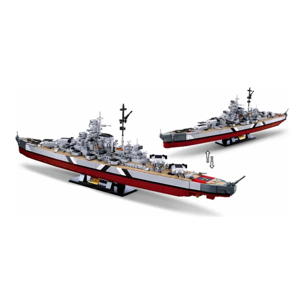 Sluban B1102 Model Kit WWII Bismarck Battleship Large Scale Warship Navy Vessel