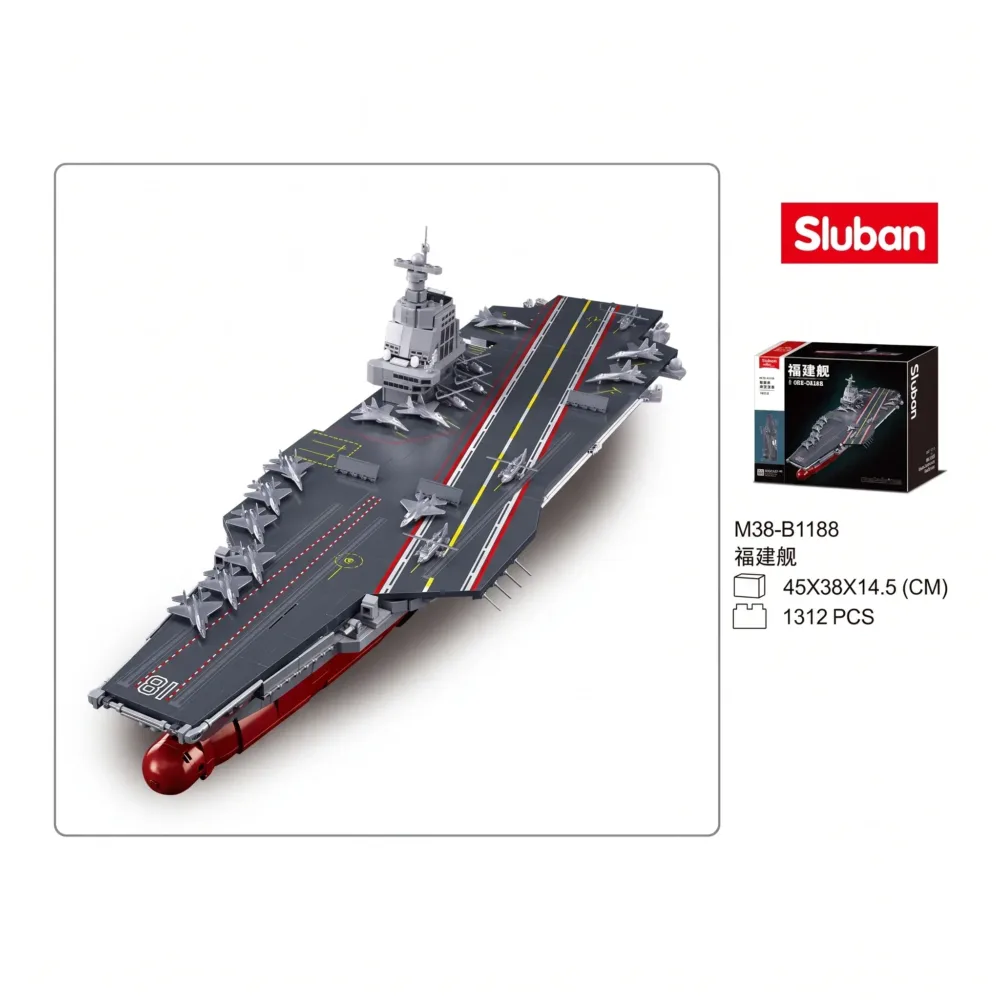 Sluban B1188 Model Kit 1:450 Aircraft Carrier Fujian Type 003 Chinese PLAN