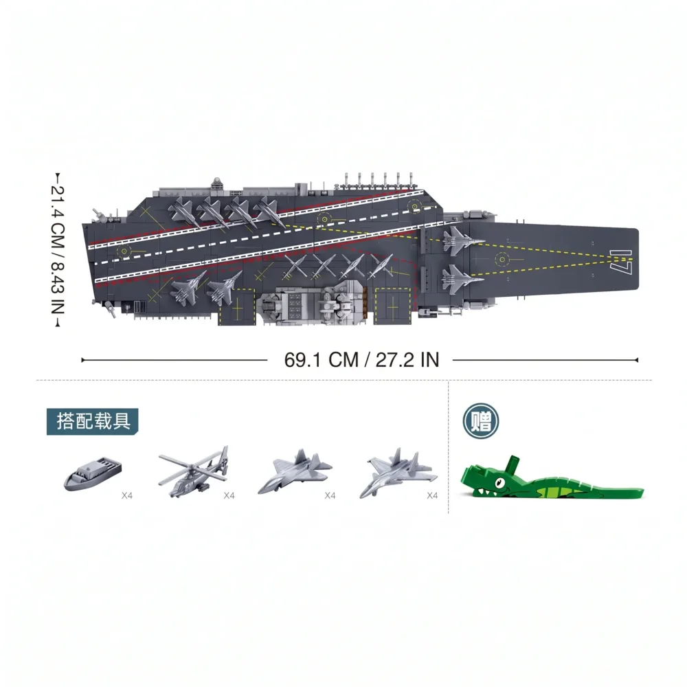 Sluban B1189 Model Kit 1:450 Aircraft Carrier Shandong Type 002 PLAN Warship