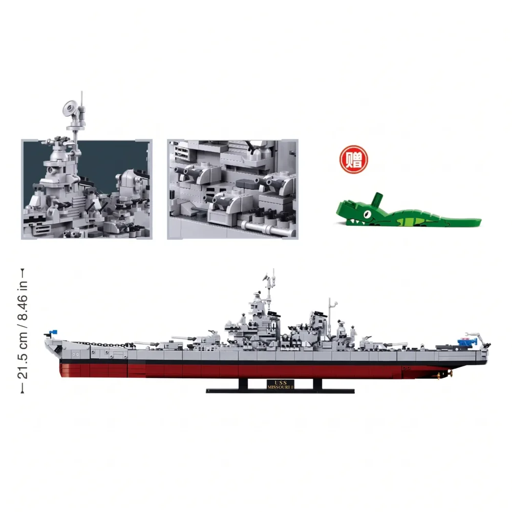 Sluban B1291 Model Kit 1:350 USS Missouri BB63 Mighty Mo Battleship Warship WWII