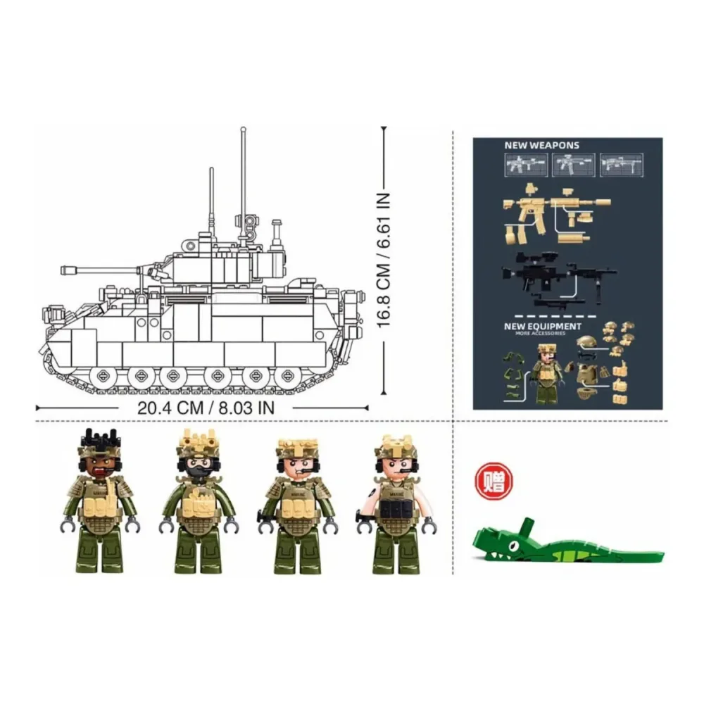 Sluban B1363 Model Kit 1:35 M3A3 Bradley Armored Infantry Vehicle IFV AFV Modern