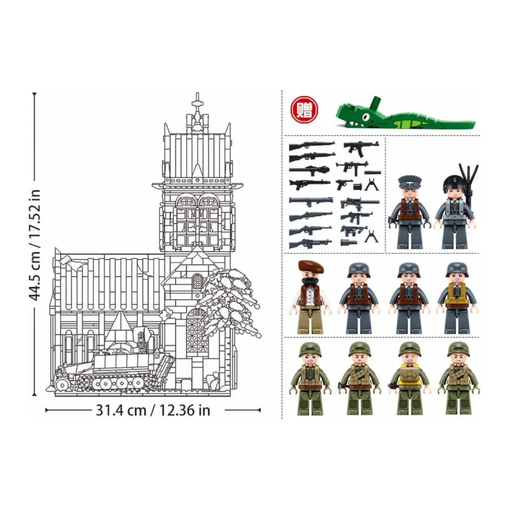 Sluban B1532 Model Kit 44cm Battle Of Sainte Mere Eglise D-Day WWII Paratrooper