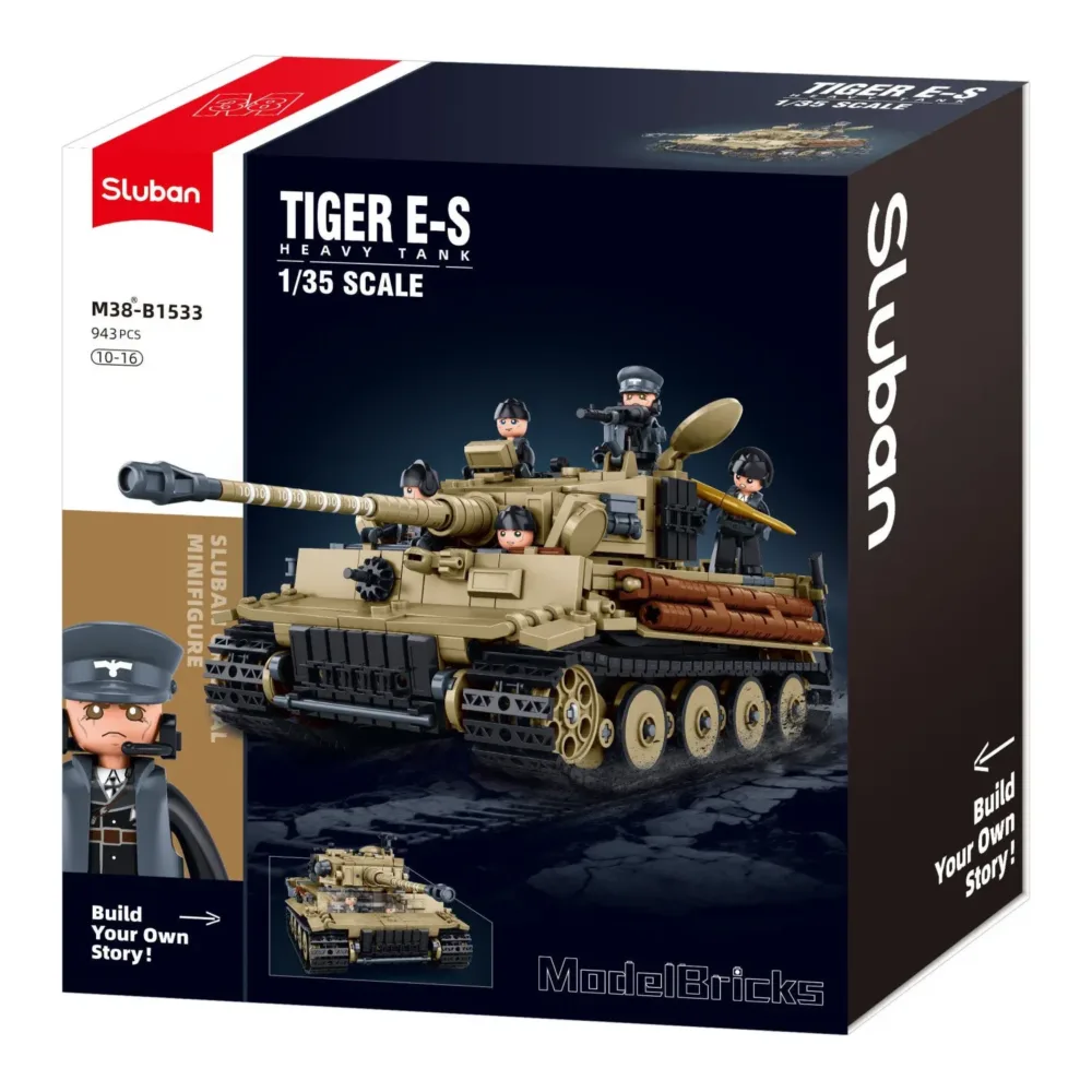 Sluban B1533 Model Kit 1:35 Tiger I Tank German Panzer WWII Army Military